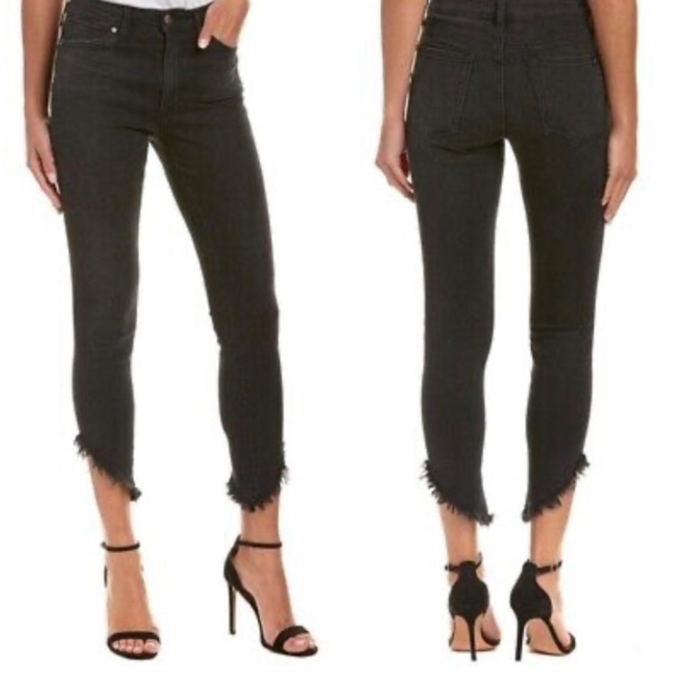 Joe’s Jeans Denim Black Veo High‎ Rise Skinny Jeans Raw Cut Hem Size 28